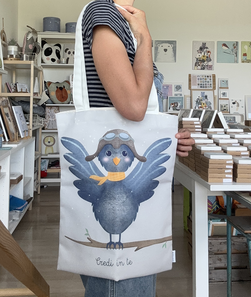 Borsa in tela, tote bag, illustrata