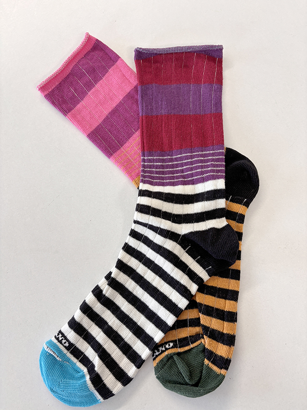 Kit Spaiato - calza corta Fantasia Righe Rosa/Rosso - immagine 4