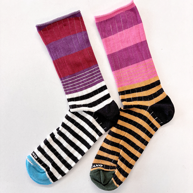 Kit Spaiato - calza corta Fantasia Righe Rosa/Rosso